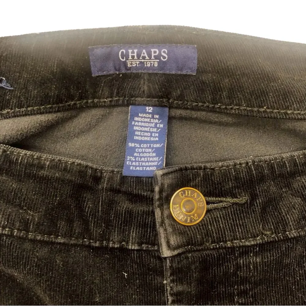 Chaps Traditional Black Corduroy Pants Classic Jeans Styling 5 Pocket Detail - Picture 9 of 16